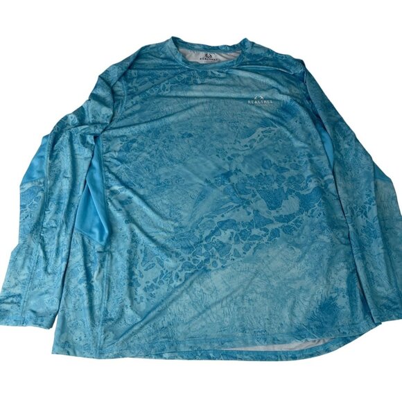 Realtree Fishing Men's Shirt XXL Blue Wave Camouflage Polyester Beach Ocean - Picture 1 of 4